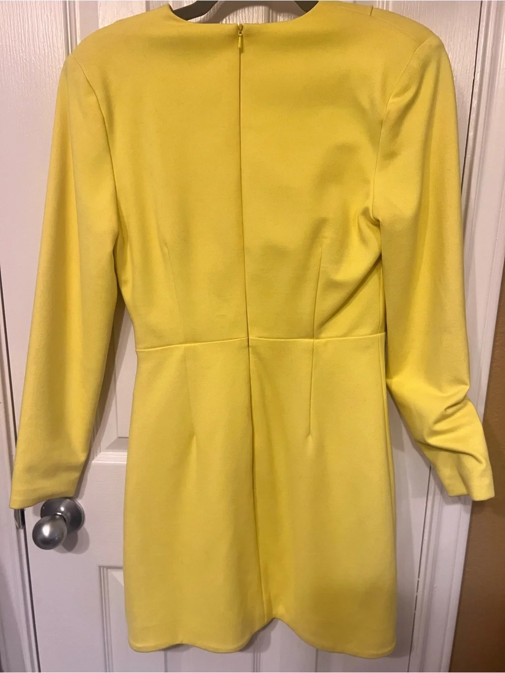Elliatt Yellow Long Sleeve Mini Dress Size Small | Shoulder Pads & Wrap Skirt